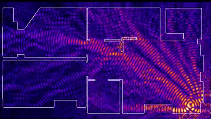 Растровая диаграмма сигнала Wi-Fi при нахождении роутера в конце дома