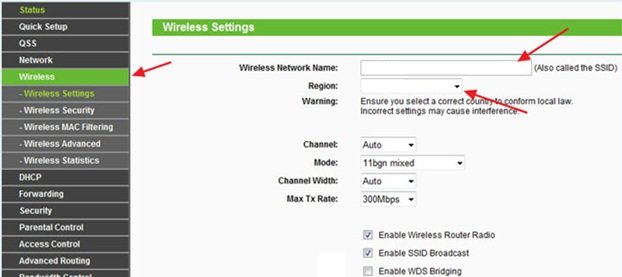 Укажите имя беспроводной сети (SSID)