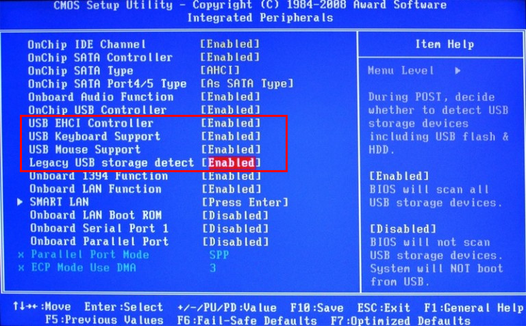 USB-контроллер в BIOS