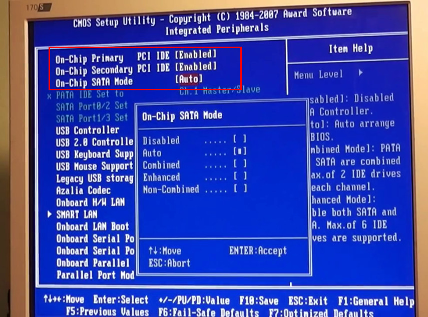 Контроллер SATA в BIOS